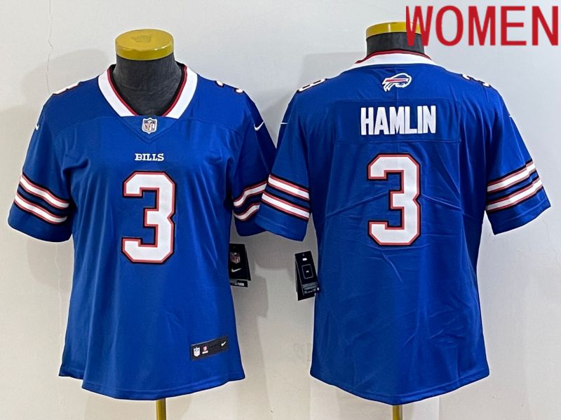 Cheap Women Buffalo Bills 3 Hamlin Blue 2022 Nike Limited Vapor Untouchable NFL Jersey